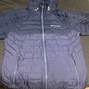 Columbia Two-Tone Blue Hooded Puffer Jacket